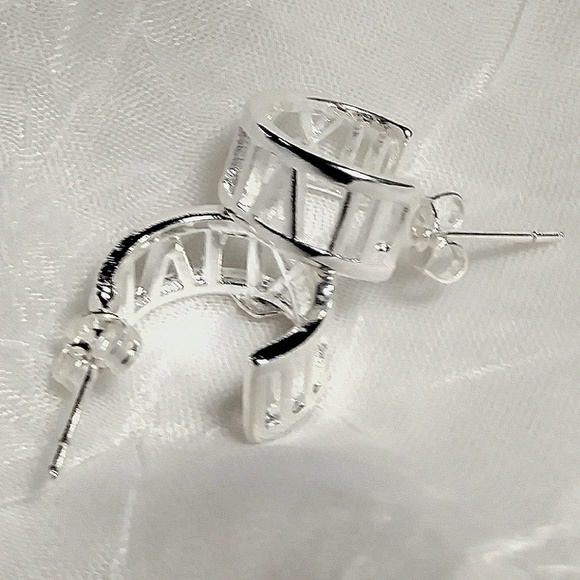 .925 Roman Numerals Earrings - Picture 2 of 3